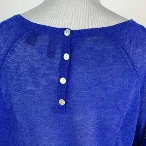 Cynthia Rowley sweater sz M 55% linen blue knit - Picture 6 of 9